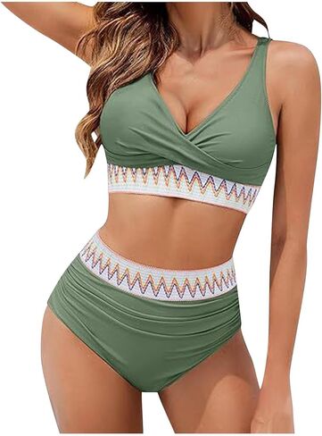 Womens High Waisted Bikini Sets 2026 Two Piece Tummy Control Swimsuits Push up Bathing Suits Thong Sexy Swim Suits in Saudi Arabia