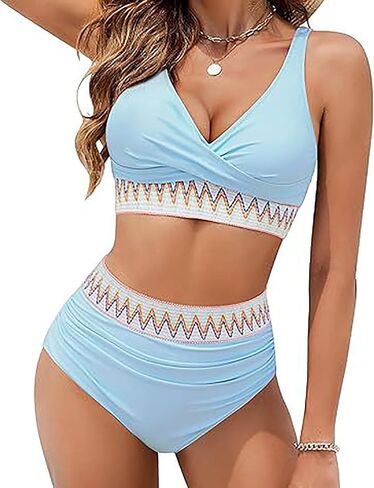 Womens High Waisted Bikini Sets 2026 Two Piece Tummy Control Swimsuits Push up Bathing Suits Thong Sexy Swim Suits in Saudi Arabia