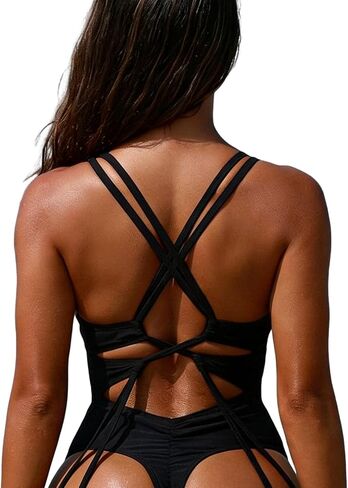 مثير المرأة مثير قطعة واحدة ملابس السباحة صفيق ثونغ Ruched ثوب السباحة البطن تحكم عالية قطع تقاطعات بِدل السباحة in Kuwait