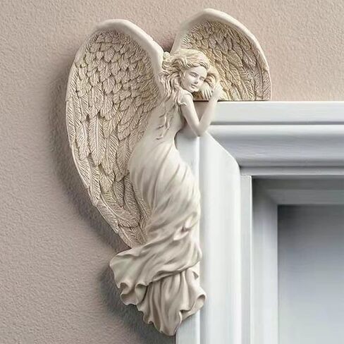 Angel Door Frame Decoration, Wing Sculpture, Corner Wall Decor, 3D Statue Figurines for Home (Left, One Size) in Kuwait