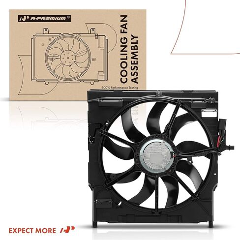 A-Premium Engine Radiator Cooling Fan Assembly with Brushless Motor Compatible with Select BMW Models - F15 Series X5 2014-2018, F16 Series X6 2015-2018, 3.0L - Replace# 17427634471 in Saudi Arabia