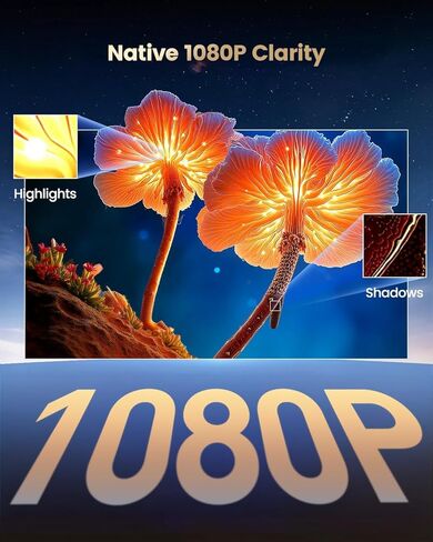 جهاز عرض ذكي محمول بدقة 4K مع واي فاي وبلوتوث [متوافق مع Netflix وDolby Audio]، جهاز عرض أفلام خارجي صغير بدقة 1080 بكسل أصلية، حجر مفاتيح تلقائي وتركيز كهربائي للمسرح المنزلي وغرفة النوم in Kuwait