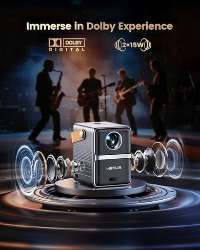 جهاز عرض ذكي محمول بدقة 4K مع واي فاي وبلوتوث [متوافق مع Netflix وDolby Audio]، جهاز عرض أفلام خارجي صغير بدقة 1080 بكسل أصلية، حجر مفاتيح تلقائي وتركيز كهربائي للمسرح المنزلي وغرفة النوم in Kuwait