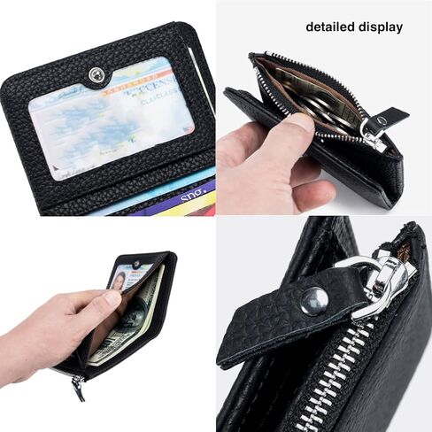 Small Wallet for Women, RFID Blocking Genuine Leather Bifold Zipper Pocket Wallet Credit Card Holder, Small Womens Wallet Purse with ID Window (Black) in Saudi Arabia