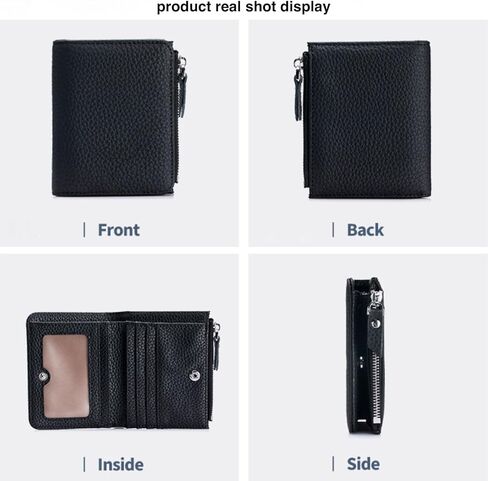 Small Wallet for Women, RFID Blocking Genuine Leather Bifold Zipper Pocket Wallet Credit Card Holder, Small Womens Wallet Purse with ID Window (Black) in Saudi Arabia