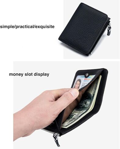 Small Wallet for Women, RFID Blocking Genuine Leather Bifold Zipper Pocket Wallet Credit Card Holder, Small Womens Wallet Purse with ID Window (Black) in Saudi Arabia