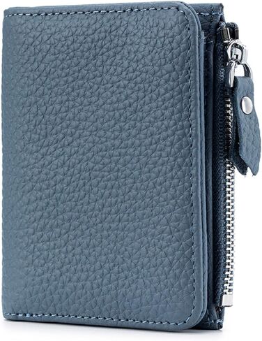 Small Wallet for Women, RFID Blocking Genuine Leather Bifold Zipper Pocket Wallet Credit Card Holder, Small Womens Wallet Purse with ID Window (Black) in Saudi Arabia