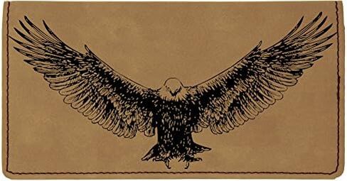 CAROUSELCHECKS American Eagle Laser Engraved Leatherette Checkbook Cover Rawhide/Black in Kuwait