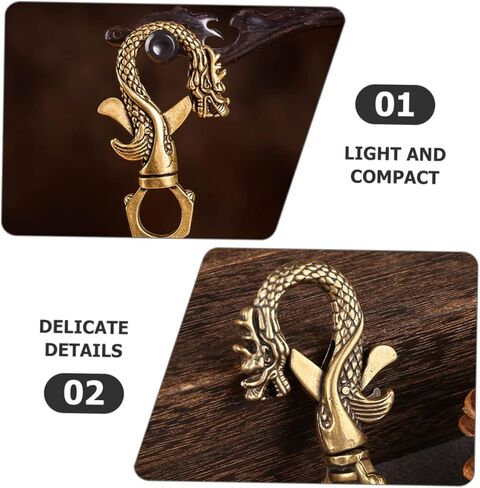 EXCEART 4pcs Antique Brass Keychain Clasp Heavy Duty Key Chain Clips Unique Dragon and for Organizing Keys and Accessories for Bags and Belts in Saudi Arabia