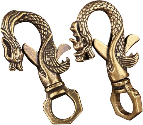 EXCEART 4pcs Antique Brass Keychain Clasp Heavy Duty Key Chain Clips Unique Dragon and for Organizing Keys and Accessories for Bags and Belts in Saudi Arabia