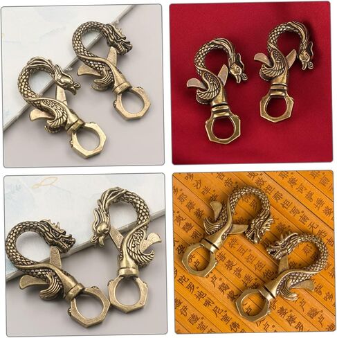 EXCEART 4pcs Antique Brass Keychain Clasp Heavy Duty Key Chain Clips Unique Dragon and for Organizing Keys and Accessories for Bags and Belts in Saudi Arabia