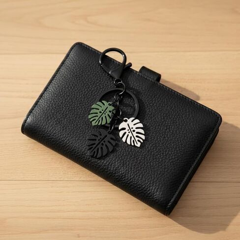 Monstera Leaf Key Chain for Car Keys, Tropical Plant Lover Accessories, Botanical Purse Charm and Bag Pendant, Decorative Nature Jewelry for Women Men, Green Foliage Aesthetic in Kuwait