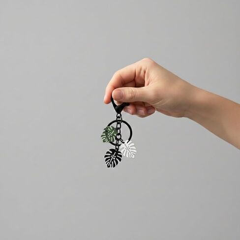 Monstera Leaf Key Chain for Car Keys, Tropical Plant Lover Accessories, Botanical Purse Charm and Bag Pendant, Decorative Nature Jewelry for Women Men, Green Foliage Aesthetic in Kuwait