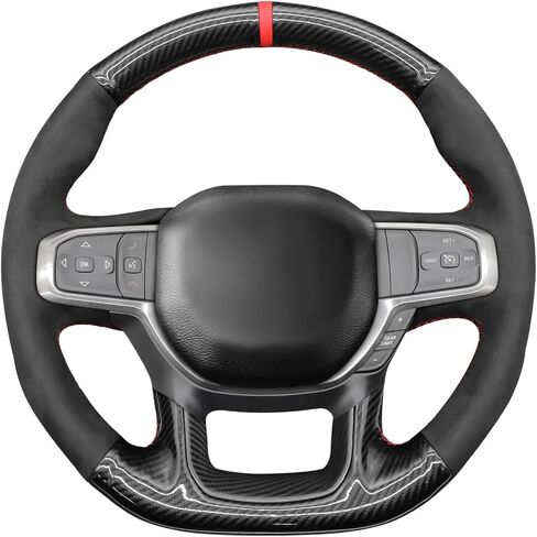 MEWANT Steering Wheel Covers for Dodge Ram 1500 TRX 2021-2024 Hand-Stitched Microfiber Leather Car Steering Wrap in Saudi Arabia