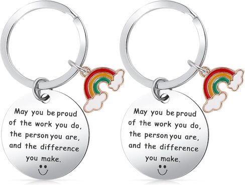 Ouligay قطعتان من هدايا سلسلة المفاتيح شكرًا لك للنساء، هدية تقدير الموظف لزملاء العمل الذين يغادرون وداعًا وداعًا، شكرًا لك هدية للمعلمين والعاملين الاجتماعيين وفريق الزملاء والممرضات والأمهات in Kuwait