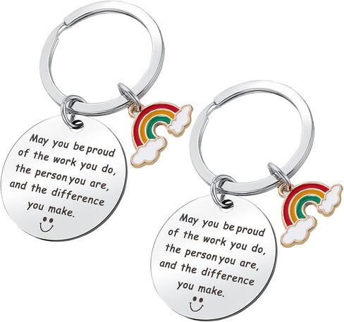 Ouligay قطعتان من هدايا سلسلة المفاتيح شكرًا لك للنساء، هدية تقدير الموظف لزملاء العمل الذين يغادرون وداعًا وداعًا، شكرًا لك هدية للمعلمين والعاملين الاجتماعيين وفريق الزملاء والممرضات والأمهات in Kuwait