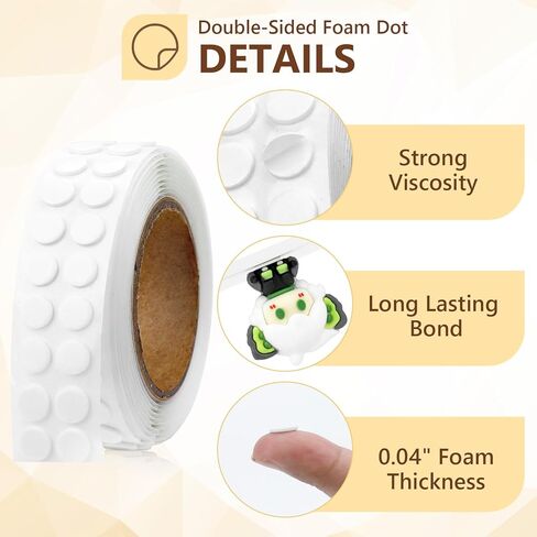 400 PCs 1mm Double Sided Foam Dots 0.3" Adhesive Foam Tape for Crafts Double Sided Foam Tape 3D Foam Pop Dots for Art Crafts DIY Handmade Scrapbook(White,0.3" Diameter,1 mm Thick) in Kuwait