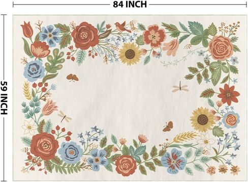 Artoid Mode Beige Sunflower Floral Spring Area Rug, Summer Home Decor Low-Profile Non-Slip Washable Large Rug for Living Room Bedroom Farmhouse Dining Room Kids Playroom 5x7 Feet in Saudi Arabia