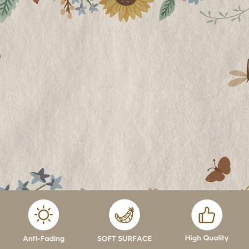 Artoid Mode Beige Sunflower Floral Spring Area Rug, Summer Home Decor Low-Profile Non-Slip Washable Large Rug for Living Room Bedroom Farmhouse Dining Room Kids Playroom 5x7 Feet in Saudi Arabia