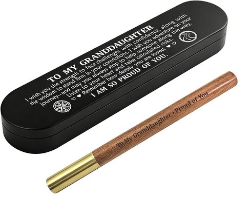 ABNTY Granddaughter Gifts from Grandparents, Class of 2026 Graduation Gift, Custom Engraved Wooden Gel Pen with Brass Cap, Perfect Granddaughter Keepsake Gift in Saudi Arabia