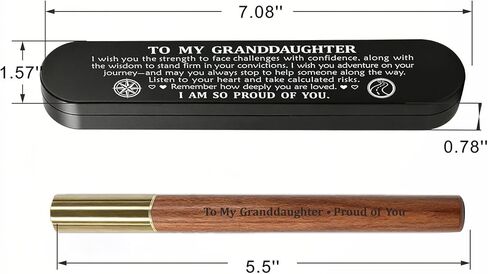ABNTY Granddaughter Gifts from Grandparents, Class of 2026 Graduation Gift, Custom Engraved Wooden Gel Pen with Brass Cap, Perfect Granddaughter Keepsake Gift in Saudi Arabia