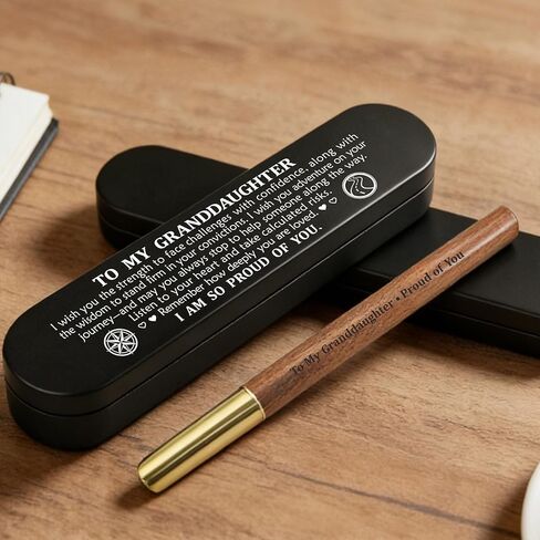 ABNTY Granddaughter Gifts from Grandparents, Class of 2026 Graduation Gift, Custom Engraved Wooden Gel Pen with Brass Cap, Perfect Granddaughter Keepsake Gift in Saudi Arabia