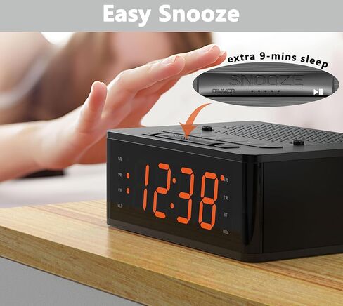 ساعة منبه iTOMA لغرفة النوم مع راديو FM، بلوتوث، شاشة LED خافتة، مؤقت للنوم، حجم قابل للتعديل، منبه مزدوج مع زر تشغيل/إيقاف، ساعة بجانب السرير للبالغين وكبار السن 515 in Kuwait