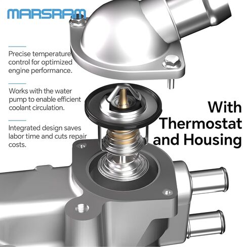 Marsram Engine Water Pump w/Thermostat Compatible with 99-06 Chevy Silverado Tahoe Suburban GMC Sierra Yukon 2003-2006 Cadillac Hummer Isuzu 2004-2005 Workhorse, 4.8 5.3 6.0L V8, OE AW5104 12703898 in Kuwait