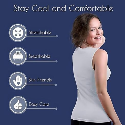 قميص داخلي نسائي بدون أكمام من القطن مريح من Valair - تي شيرت خفيف الوزن بدون أكمام يسمح بمرور الهواء للطبقات in Kuwait