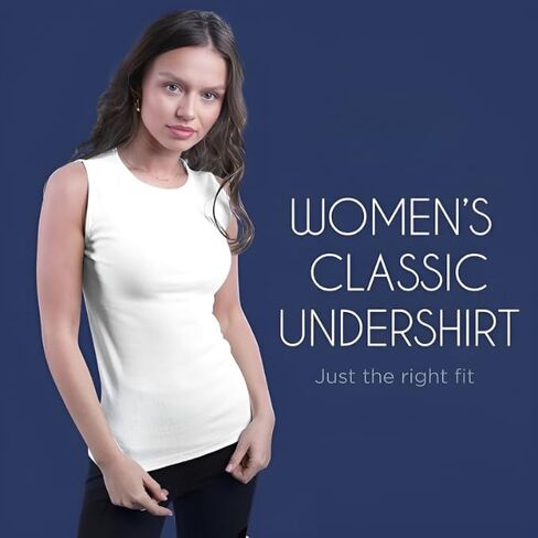 قميص داخلي نسائي بدون أكمام من القطن مريح من Valair - تي شيرت خفيف الوزن بدون أكمام يسمح بمرور الهواء للطبقات in Kuwait