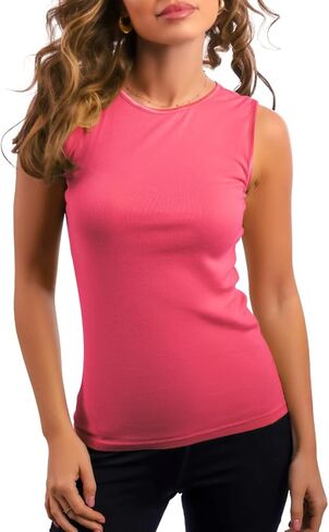 قميص داخلي نسائي بدون أكمام من القطن مريح من Valair - تي شيرت خفيف الوزن بدون أكمام يسمح بمرور الهواء للطبقات in Kuwait