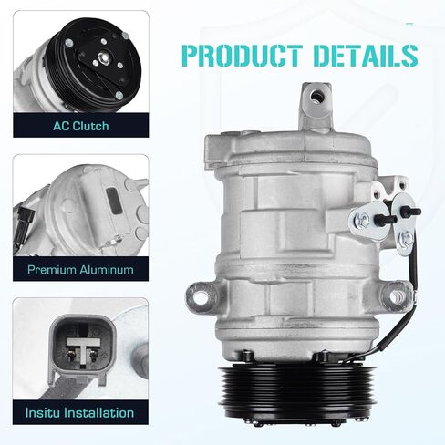 Air Conditioner A/C Compressor with Clutch Fits for Ford Edge 3.5L 2007-2010, for Lincoln MKX 3.5L 2007-2010, Replaces 158314 in Saudi Arabia