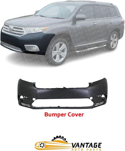 Front Bumper Cover Compatible with Toyota Highlander 2011-2013 | DIRECT REPLACEMENT | Primed | Plastic | 521190E914 | TO1000374 in Kuwait