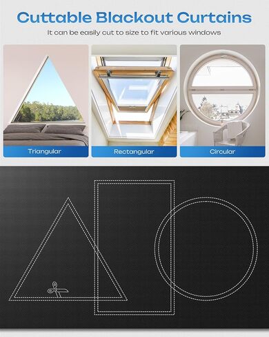 100% Blackout Curtains, Portable No Drill Window Shades (47" x 48"), DIY Blackout Window Cover with Hook and Loop, for Bedroom, Baby Nursery, Travel, DormRoom, Apartment in Kuwait