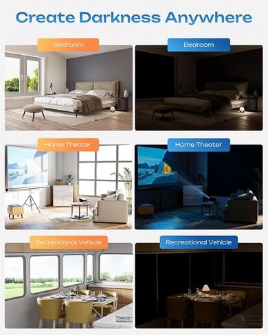 100% Blackout Curtains, Portable No Drill Window Shades (47" x 48"), DIY Blackout Window Cover with Hook and Loop, for Bedroom, Baby Nursery, Travel, DormRoom, Apartment in Kuwait