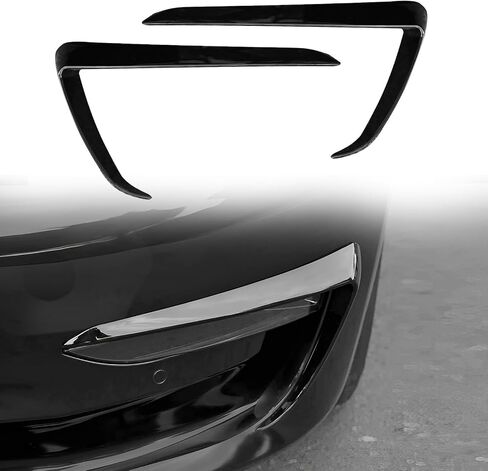 لطراز Y غطاء ضوء الضباب الأمامي من ألياف ABS غطاء ضوء الضباب لطراز Tesla Y 2021-2023 ملحقات سبويلر الحاجب إطار مصباح الضباب حافة الشفرة (أسود لامع) in Kuwait