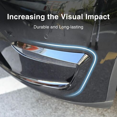 لطراز Y غطاء ضوء الضباب الأمامي من ألياف ABS غطاء ضوء الضباب لطراز Tesla Y 2021-2023 ملحقات سبويلر الحاجب إطار مصباح الضباب حافة الشفرة (أسود لامع) in Kuwait