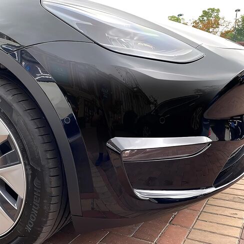 لطراز Y غطاء ضوء الضباب الأمامي من ألياف ABS غطاء ضوء الضباب لطراز Tesla Y 2021-2023 ملحقات سبويلر الحاجب إطار مصباح الضباب حافة الشفرة (أسود لامع) in Kuwait