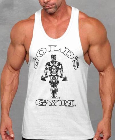 قميص Gold's Gym بدون أكمام - منتج مرخص رسميًا - TT-1 (M، أبيض) in Kuwait