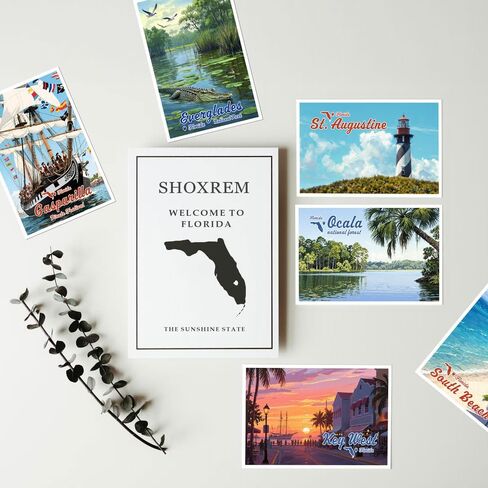 SHOXREM Florida Postcards Set, 24 Pieces, 4x6 inches, Retro Travel Landmark Posters Wall Decor in Kuwait