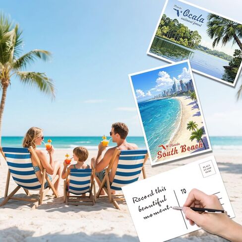 SHOXREM Florida Postcards Set, 24 Pieces, 4x6 inches, Retro Travel Landmark Posters Wall Decor in Kuwait