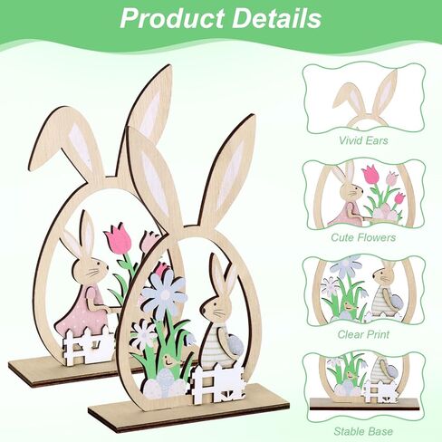 قطعتان من ديكورات طاولة عيد الفصح للمنزل الريفي، قطعة مركزية على شكل بيضة أرنب خشبية مع زهور التيوليب والبيض، لافتة سطح الطاولة الربيعية لديكورات عيد الفصح الداخلية للمنزل، وحفلات عيد الفصح وديكور المنزل in Kuwait