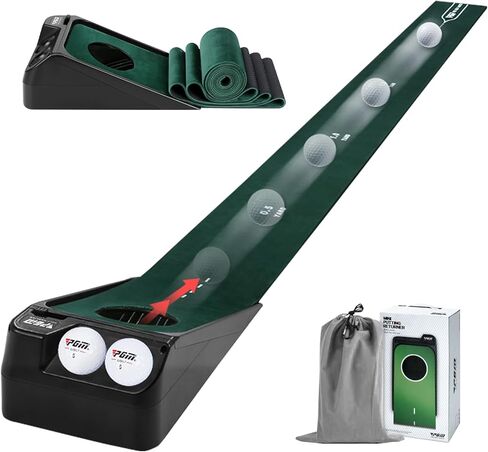 PGM Golf Putting Green Indoor | Crystal Velvet Putting Mat with Auto Ball Return System | Practice Golf Mats for Home, Office & Outdoor Use in Kuwait