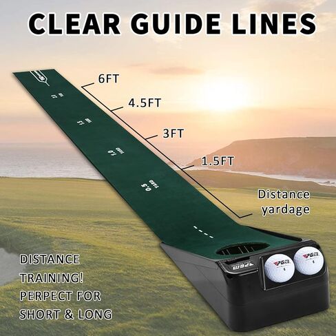 PGM Golf Putting Green Indoor | Crystal Velvet Putting Mat with Auto Ball Return System | Practice Golf Mats for Home, Office & Outdoor Use in Kuwait