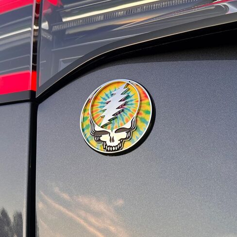 The Tie Dye Stealie Car Badge Emblem in Chrome – ABS Resin Composite, Chrome Finish 3D Decal for Vehicle Exterior in Saudi Arabia