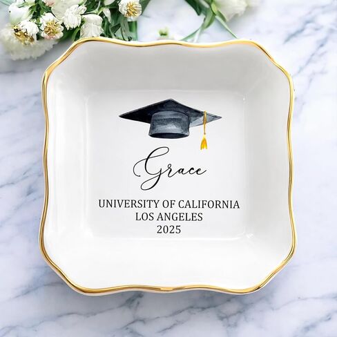 Personalized Graduation Jewelry Dish for Her, A Sweet Ending to a New Beginning, Senior Class of 2026 Keepsake Trinket Tray, Custom Graduation Gift for Women, Best Friends 3 in Kuwait