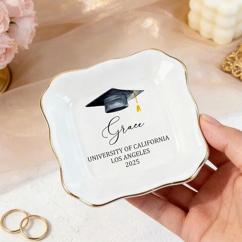 Personalized Graduation Jewelry Dish for Her, A Sweet Ending to a New Beginning, Senior Class of 2026 Keepsake Trinket Tray, Custom Graduation Gift for Women, Best Friends 3 in Saudi Arabia