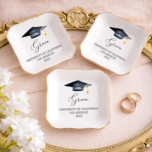 Personalized Graduation Jewelry Dish for Her, A Sweet Ending to a New Beginning, Senior Class of 2026 Keepsake Trinket Tray, Custom Graduation Gift for Women, Best Friends 3 in Saudi Arabia