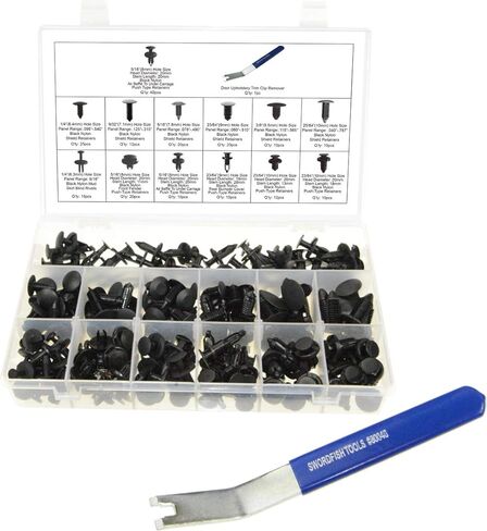 Swordfish 60830 -Universal High Quality Black Nylon Shield & Push-Type Retainer Clip Assortment, 215 Pieces in Saudi Arabia