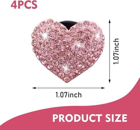 Eratus 4 PCS Car Air Conditioning Vent Clip, Heart-Shaped Rhinestones Sparkling Decorations, Non-Destructive Insert Air Vent Interior Accessories, Universal for Most Cars Trucks (Pink) in Kuwait